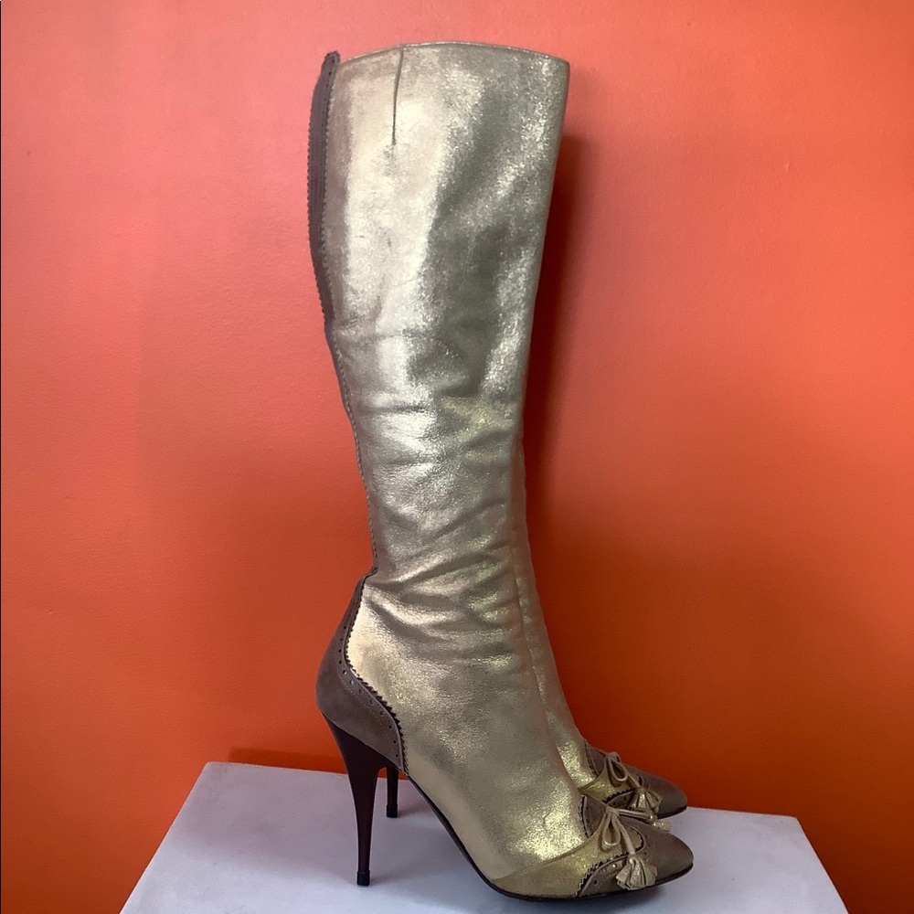 Giuseppe Zanotti Gold Leather Boots - Picture 2 of 14